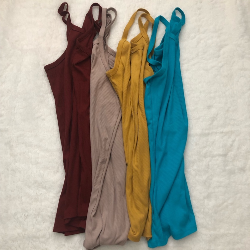 Ribbed knit tank tops